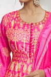 Shop_Samyukta Singhania_Pink Chiffon Embroidery Round Neck Foliage Print Anarkali With Dupatta _Online_at_Aza_Fashions