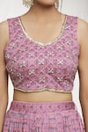 Shop_Samyukta Singhania_Purple Blouse And Lehenga Heavy Chinon Printed Geometric V-neck Set _Online_at_Aza_Fashions