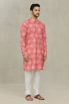 Buy_Arihant Rai Sinha_Red Soft Cotton Printed Bandhani And Foil Geometric Kurta _Online_at_Aza_Fashions