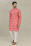 Shop_Arihant Rai Sinha_Red Soft Cotton Printed Bandhani And Foil Geometric Kurta _Online_at_Aza_Fashions