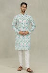 Buy_Arihant Rai Sinha_White Cotton Abstract Hexagon Print Kurta _at_Aza_Fashions