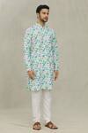Buy_Arihant Rai Sinha_White Cotton Abstract Hexagon Print Kurta _Online_at_Aza_Fashions