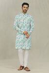Shop_Arihant Rai Sinha_White Cotton Abstract Hexagon Print Kurta _Online_at_Aza_Fashions