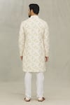 Shop_Arihant Rai Sinha_White Cotton Printed And Embroidered Leaf & Thread Work Kurta _at_Aza_Fashions