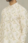 Arihant Rai Sinha_White Cotton Printed And Embroidered Leaf & Thread Work Kurta _at_Aza_Fashions