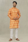 Buy_Arihant Rai Sinha_Orange Soft Cotton Printed Bandhani And Foil Geometric Kurta_at_Aza_Fashions