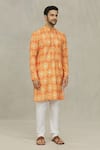 Buy_Arihant Rai Sinha_Orange Soft Cotton Printed Bandhani And Foil Geometric Kurta_Online_at_Aza_Fashions
