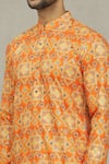 Arihant Rai Sinha_Orange Soft Cotton Printed Bandhani And Foil Geometric Kurta_at_Aza_Fashions