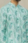Arihant Rai Sinha_Blue Jacquard Tribal Jaal Print Kurta _at_Aza_Fashions