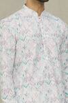 Arihant Rai Sinha_White Cotton Embroidery Foliage Print Kurta _at_Aza_Fashions