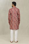 Shop_Arihant Rai Sinha_Red Soft Cotton Printed Miniature Leaf And Foil Kurta _at_Aza_Fashions