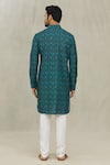 Shop_Arihant Rai Sinha_Blue Jacquard Printed Floral Checkered Bandhani Kurta _at_Aza_Fashions