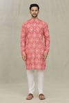 Arihant Rai Sinha_Red Kurta Soft Cotton Foil Printed Bandhani Set_Online_at_Aza_Fashions
