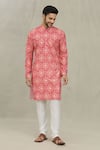 Buy_Arihant Rai Sinha_Red Kurta Soft Cotton Foil Printed Bandhani Set_Online_at_Aza_Fashions
