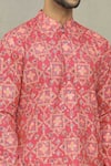 Shop_Arihant Rai Sinha_Red Kurta Soft Cotton Foil Printed Bandhani Set_Online_at_Aza_Fashions