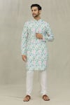 Buy_Arihant Rai Sinha_White Kurta Soft Cotton Printed Hexagon Set _at_Aza_Fashions