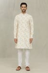 Arihant Rai Sinha_Multi Color Kurta Cotton Printed Bloom Set _Online_at_Aza_Fashions