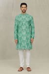 Arihant Rai Sinha_Green Kurta Jacquard Printed Paisley Set _Online_at_Aza_Fashions