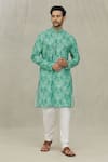 Buy_Arihant Rai Sinha_Green Kurta Jacquard Printed Paisley Set _Online_at_Aza_Fashions