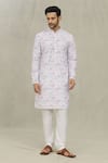 Buy_Arihant Rai Sinha_White Kurta Cotton Printed Leaf Set _at_Aza_Fashions