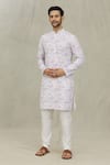 Buy_Arihant Rai Sinha_White Kurta Cotton Printed Leaf Set _Online_at_Aza_Fashions