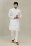 Buy_Arihant Rai Sinha_White Kurta Cotton Printed Chevron Set _Online_at_Aza_Fashions