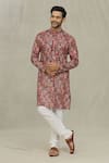 Buy_Arihant Rai Sinha_Red Kurta Soft Cotton Printed Miniature Set_at_Aza_Fashions