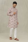 Buy_Arihant Rai Sinha_Brown Kurta Jacquard Printed Stripe Set _Online_at_Aza_Fashions