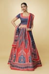 Buy_Samyukta Singhania_Multi Color Lehenga Raw Silk Digital Printed Floral Square Set _at_Aza_Fashions