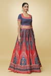 Buy_Samyukta Singhania_Multi Color Lehenga Raw Silk Digital Printed Floral Square Set _Online_at_Aza_Fashions