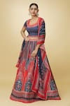 Shop_Samyukta Singhania_Multi Color Lehenga Raw Silk Digital Printed Floral Square Set _Online_at_Aza_Fashions