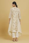 Shop_Jajobaa_Cream Chanderi Embroidered Leaf Mandarin Tunic  _at_Aza_Fashions