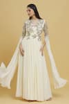 Buy_Mani Bhatia_White Embroidered Floral Round Draped Anarkali _at_Aza_Fashions