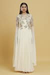 Mani Bhatia_White Embroidered Floral Round Draped Anarkali _Online_at_Aza_Fashions