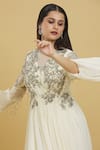 Mani Bhatia_White Embroidered Floral Round Draped Anarkali _at_Aza_Fashions