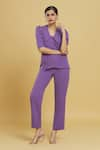 Buy_Zosia_Purple Exaggerated Collar Pintucked Shirt And Pant Co-ord Set  _at_Aza_Fashions