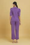 Shop_Zosia_Purple Exaggerated Collar Pintucked Shirt And Pant Co-ord Set  _at_Aza_Fashions