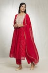 Buy_Samyukta Singhania_Red Kurta Chanderi Silk Embroidered Sequin And Thread Work Anarkali Pant Set _at_Aza_Fashions