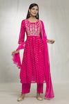 Buy_Adara Khan_Pink Anarkali Chanderi Silk Embroidered Sequin Round Yoke Pant Set_at_Aza_Fashions