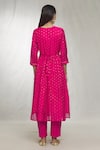 Shop_Adara Khan_Pink Anarkali Chanderi Silk Embroidered Sequin Round Yoke Pant Set_at_Aza_Fashions