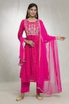 Buy_Adara Khan_Pink Anarkali Chanderi Silk Embroidered Sequin Round Yoke Pant Set_Online_at_Aza_Fashions