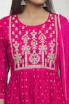 Shop_Adara Khan_Pink Anarkali Chanderi Silk Embroidered Sequin Round Yoke Pant Set_Online_at_Aza_Fashions