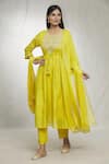 Buy_Adara Khan_Green Anarkali Chanderi Silk Embroidered Sequin Round Pant Set_at_Aza_Fashions