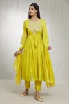 Shop_Adara Khan_Green Anarkali Chanderi Silk Embroidered Sequin Round Pant Set_Online_at_Aza_Fashions