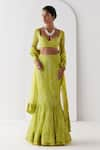 Shop_Mishru_Green Soft Tulle Taisya Metroid Florin Embellished Bridal Lehenga Set  _Online_at_Aza_Fashions