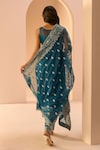 LASHKARAA_Green Net Embroidery Thread Round Geometric Kurta Set_Online_at_Aza_Fashions