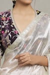 Pranay Baidya_Silver Tissue Embellished Sequin And Zari Lace Metallic Bordered Saree _at_Aza_Fashions