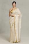 Buy_Pranay Baidya_Ivory Chanderi Woven Stripe Saree  _at_Aza_Fashions