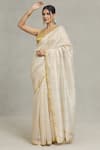 Buy_Pranay Baidya_Ivory Chanderi Woven Stripe Saree  _Online_at_Aza_Fashions