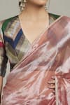 Pranay Baidya_Pink Tissue Embellished Lace Saree  _at_Aza_Fashions